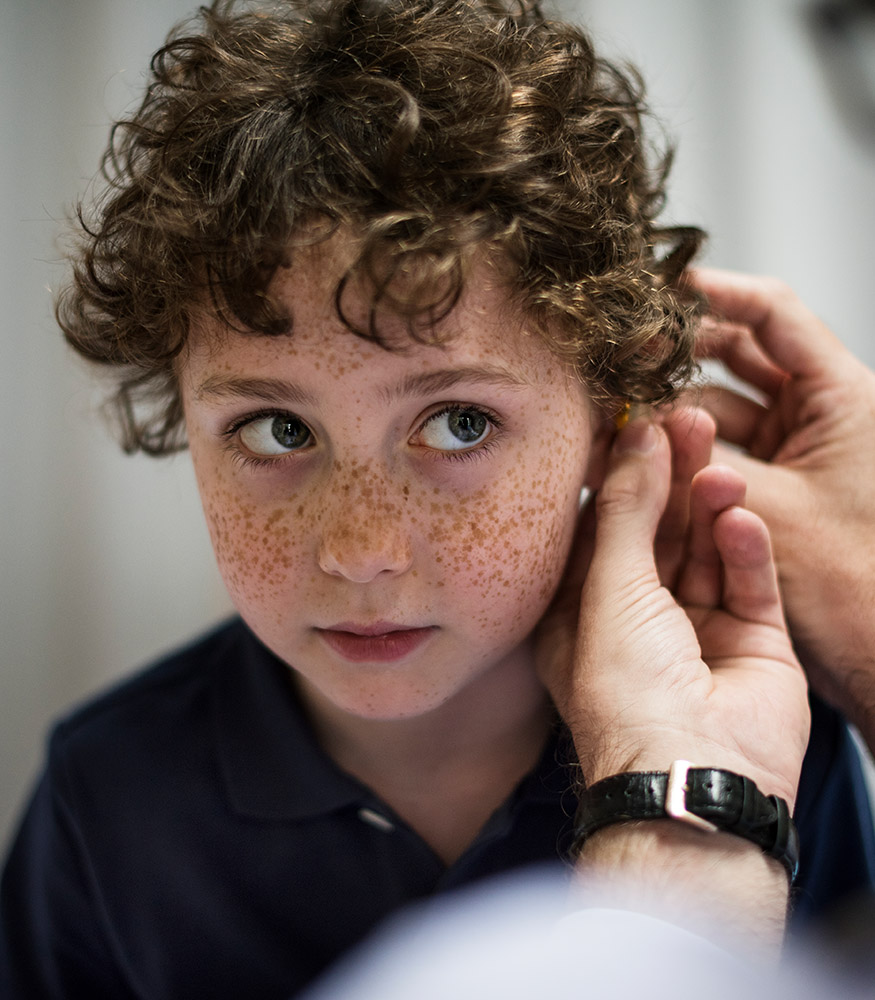Little boy getting his hearing checked